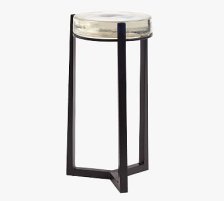 Shop Cori 10" Round Accent Table, Recycled Clear Glass Top/Black Base and more