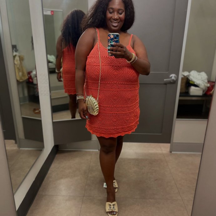 user image by @kolo_kouture, Women's Mini Crochet Shift Dress - A New Day™