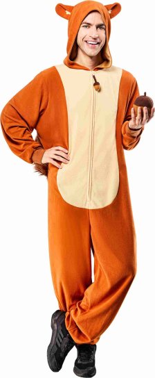 Shop Squirrel Zip Up Onesie Halloween Costume with Hood and Tail, Brown, Adult, Assorted Sizes and more