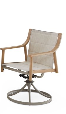 Shop CANVAS Sauble Sling Outdoor Patio Dining Set with Swivel Chairs and Umbrella Hole, Tan, 7-pc and more