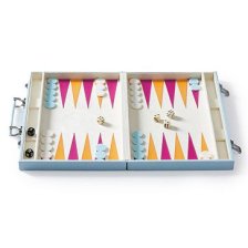 Shop Leather Backgammon Set, Light Blue and more