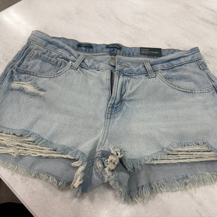 user image by katelyn tieman, Women's Mid-Rise Curvy Cut-Off Denim Shorts - Wild Fable™