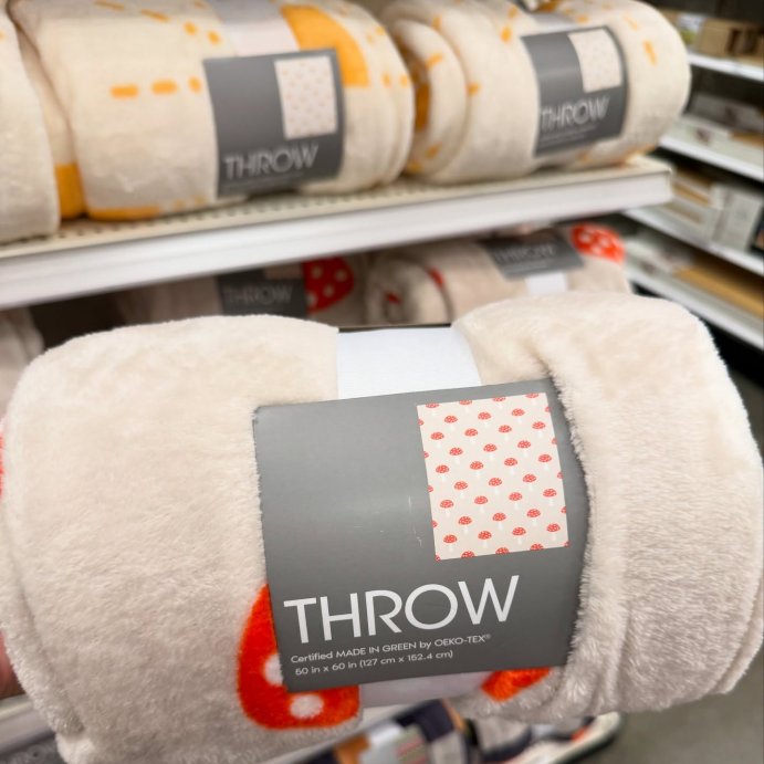 user image by @letsshopholidays, Novelty Recycled Printed Plush Throw Mushroom