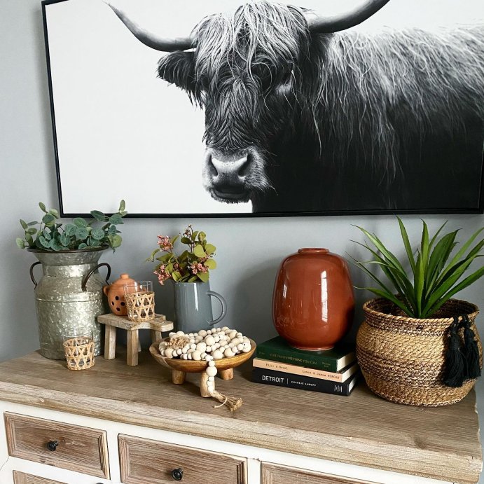 user image by @welcometowestwilliams, 47&#34; x 24&#34; Highland Cow Framed Canvas - Threshold&#8482;: Modern Wall Art, Animal Digital Print, Polystyrene Frame
