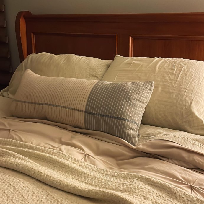 user image by @motheronedgier, 14&#34;x36&#34; Color Block Decorative Lumbar Throw Pillow Tan/Blue - Hearth &#38; Hand&#8482; with Magnolia