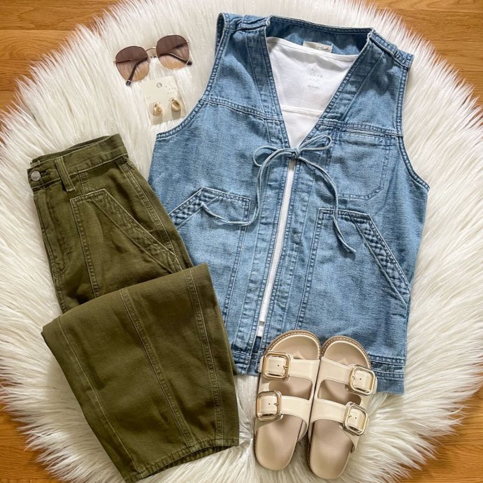 user image by @gotargeting, Women's Denim Tie-Front Utility Vest - Universal Thread™