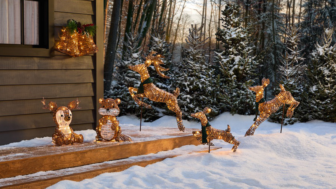 Shop CANVAS Twinkling Jumping 3D Reindeer Set, CANVAS Pre-Lit Twinkling LED Woodland Bells, Indoor/Outdoor Decoration for Christmas, 35 LEDs, Warm White, 24-in, CANVAS Pre-Lit Woodland Sitting Deer with Scarf, 50 Warm White LEDs, Indoor/Outdoor Decoration for Christmas, Brown, 34-in, CANVAS Pre-Lit Woodland Standing Beaver with Scarf, 35 Warm White LEDs, Indoor/Outdoor Decoration for Christmas, Brown, 34-in and more