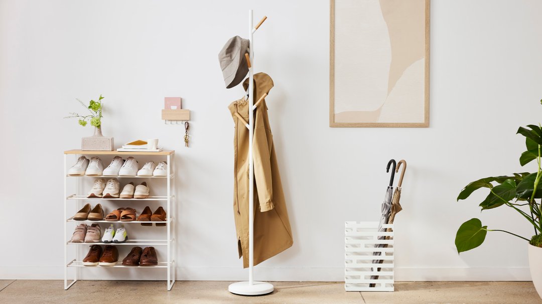 Wall-Mounted Coat Rack - Steel + Wood - Yamazaki Home