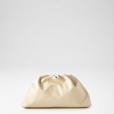 Shop Florence Leather Ruched Clutch, Beige and more