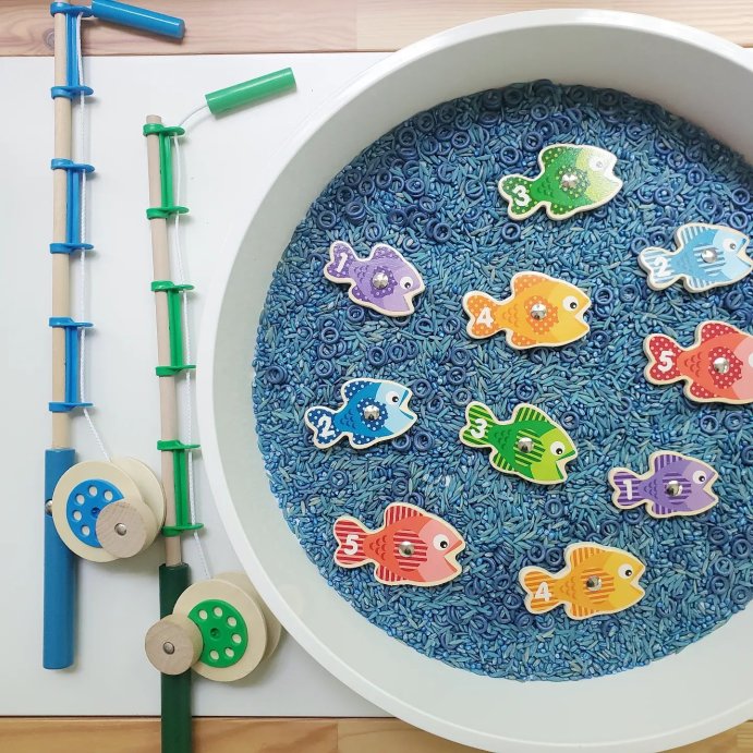 user image by @thecolburncreative, Melissa &#38; Doug Catch &#38; Count Wooden Fishing Game with 2 Magnetic Rods