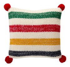 Shop Hudson’s Bay Stripes Knit Cushion with Pompom, Multi-Coloured and more
