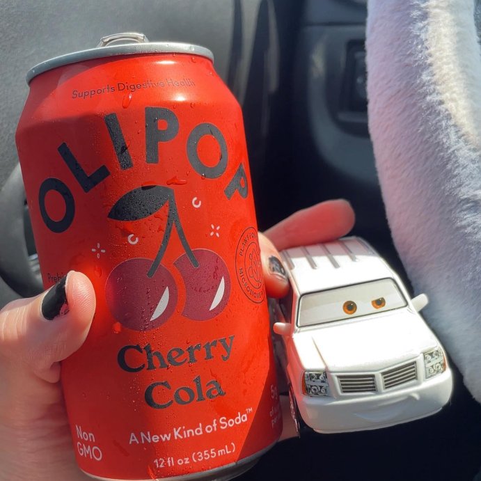 user image by @__tinycars, OLIPOP Cherry Cola Prebiotic Soda - 12 fl oz Can