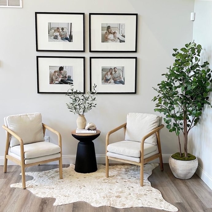user image by @ourhomeonarbordrive, Tufeld Wood Armchair Beige - Threshold&#8482;: Modern Accent Furniture, No Assembly Required