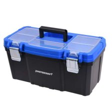 Shop Mastercraft Portable Plastic Tool Box w/ Removable Tray & Tray Top, Blue, 19-in and more