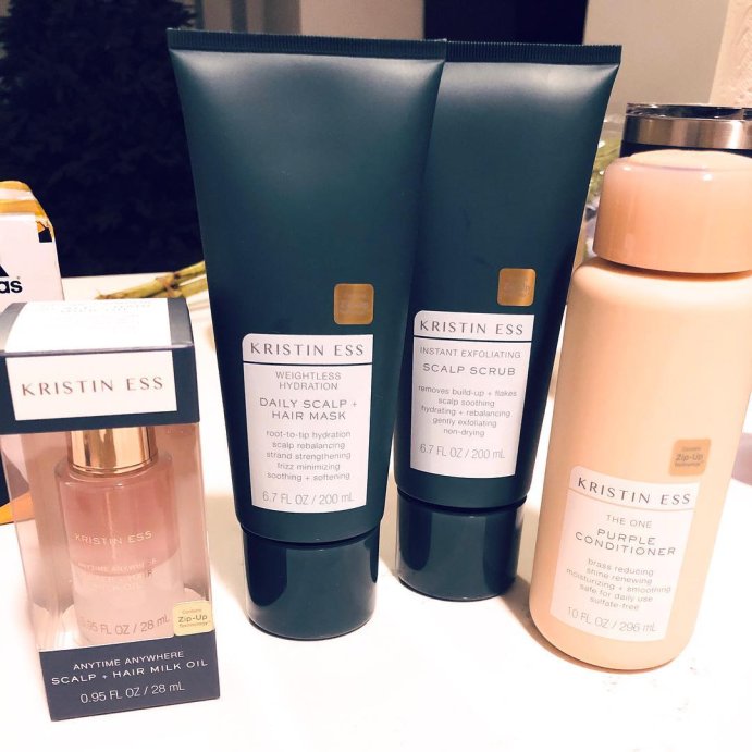 user image by @ibought.this, Kristin Ess The One Purple Conditioner Toning for Blonde Hair, Neutralizes Brass and Sulfate Free - 10 fl oz