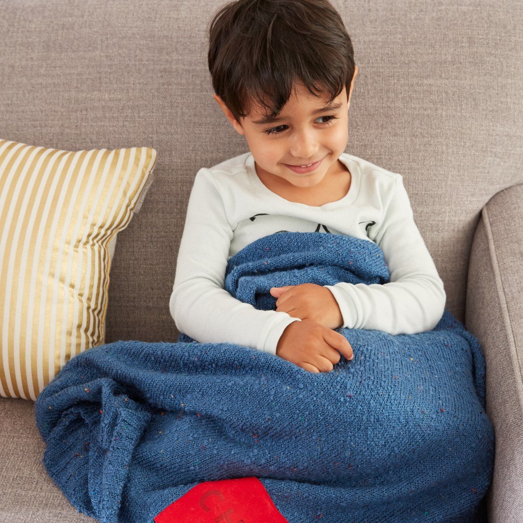 Shop Pinstripe Pillow (Gold) - Land Of Nod Throw Pillows - Kids & Baby Furniture, Bedding and Toys, Confetti White Knit Blanket - Land Of Nod Kids Blankets - Kids & Baby Furniture, Bedding and Toys and more