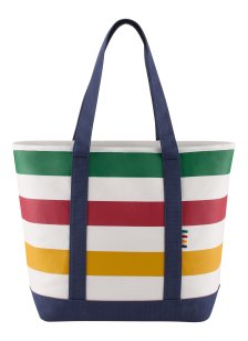 Shop Hudson's Bay Stripes Canvas Tote Bag Multi-Coloured/Navy 7.5-in​ and more