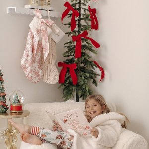 Red Velvet Bow Tree Clips, Set of 6