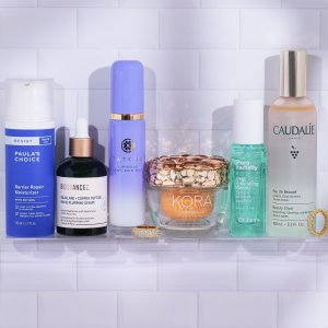 @spacenk&rsquo;s instagram photo of Paula's Choice Resist Barrier Repair Cream,Biossance Squalane + Copper Peptide Rapid Plumping Serum,Kora Organics Turmeric Glow Moisturizer,Dr. Jart+ Pore Remedy PHA Exfoliating Serum,Caudalie Beauty Elixir Prep, Set, Glow Face Mist