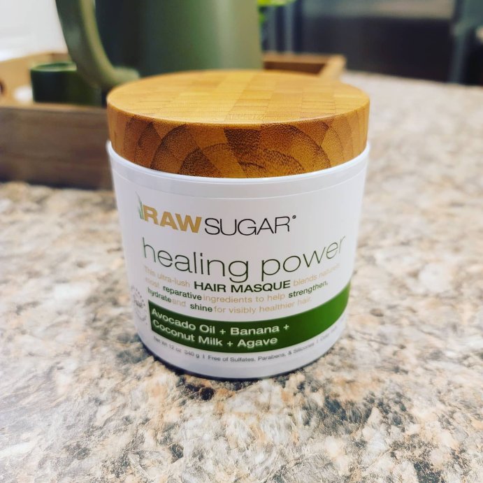 user image by @herpageofeverything, Raw Sugar Healing Power Hair Masque - Avocado Oil + Banana + Coconut Milk + Agave - 12oz