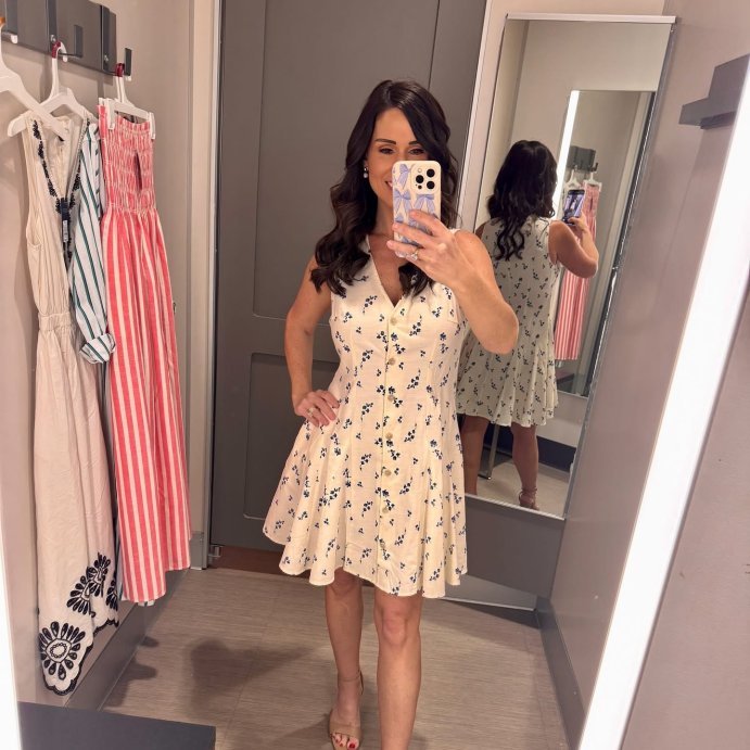 user image by @fabyouless_finds, Women's Button-Front Godet Mini A-Line Dress - Universal Thread™