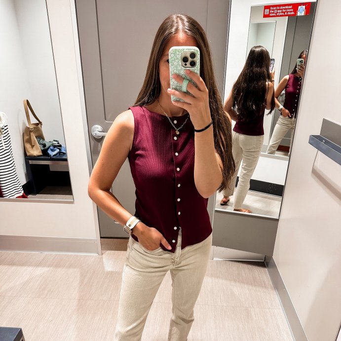 user image by @stylewithmechristamarie, Women's Button-Front Tank Top - Wild Fable™