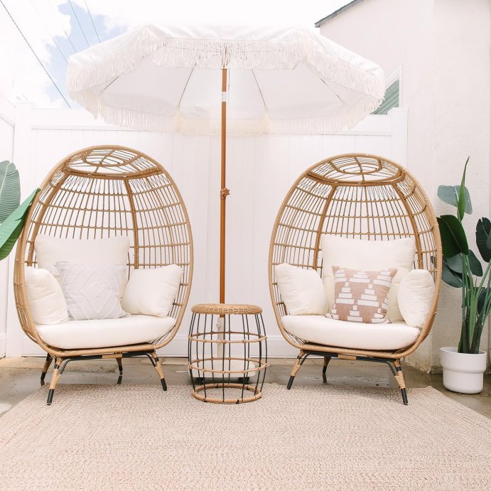 user image by @olivegoldproperties, Best Choice Products Wicker Egg Chair Oversized Indoor Outdoor Patio Lounger w/ Steel Frame, 440lb Capacity