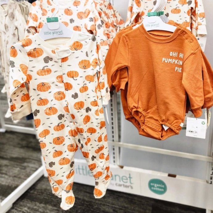 user image by @ohtarget, Little Planet By Carter&#39;s Organic Baby Pumpkin Pie Bubble Romper - Orange