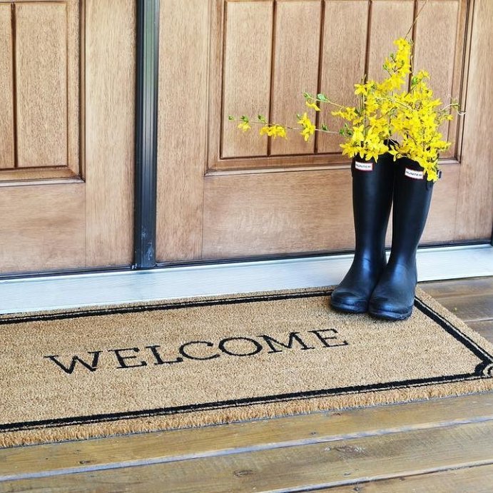 user image by @simplymicheleb, 1&#39;10&#34;x3&#39;11&#34; Welcome Estate Doormat - Threshold&#8482;: Outdoor Coir Door Mat, Medium Pile, Black, Rectangle, Shake Clean
