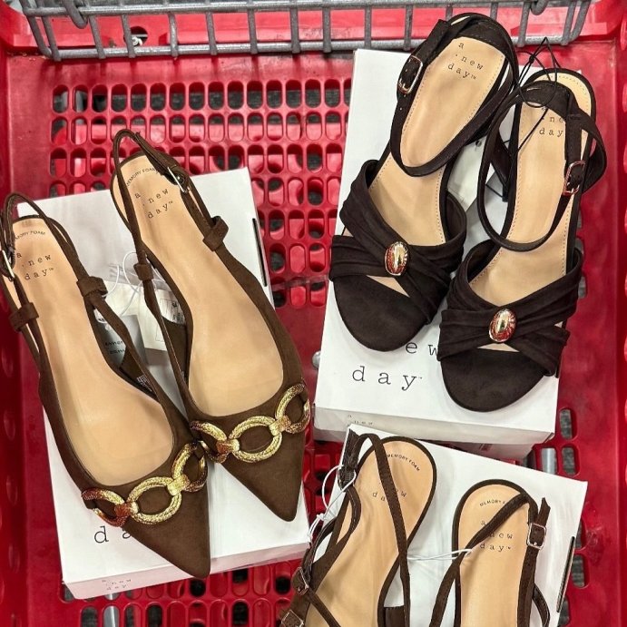 user image by @targettrendsetter, Women's Tabitha Oversized Chain Sling Back Heels with Memory Foam Insole - A New Day™ Beige