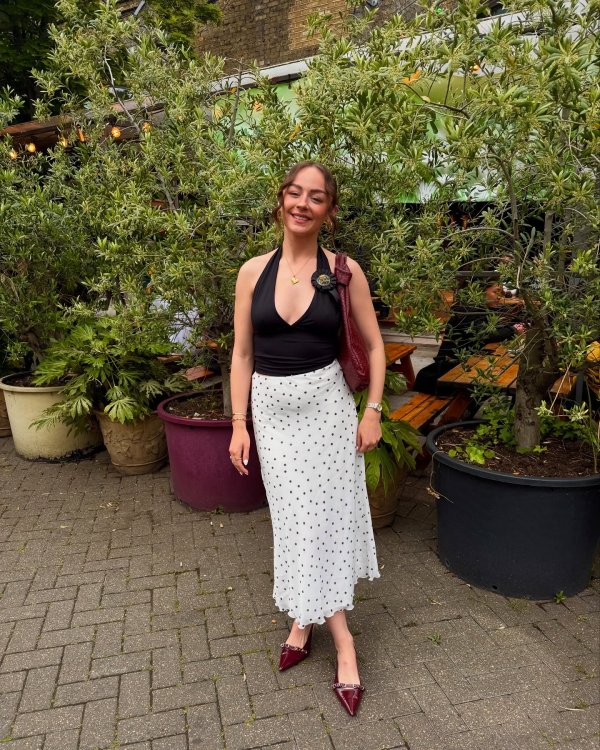 Polka dot midi skirt - pull&bear