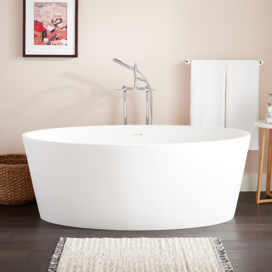 63" Lesa Resin Freestanding Tub Matte Finish Bathtubs