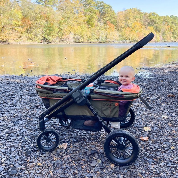 user image by @kristencholbrook, Evenflo Pivot Xplore All-Terrain Double Stroller Wagon