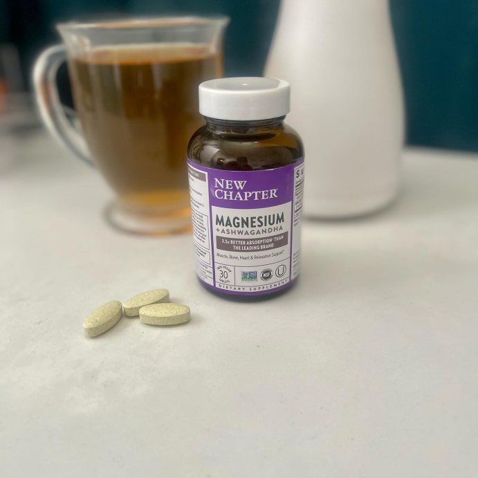user image by @kiara.daion, New Chapter Magnesium + Ashwagandha for Muscle &#38; Relaxation Support, 325 mg with Magnesium Glycinate, Non-GMO Vegan Tablets - 30 ct