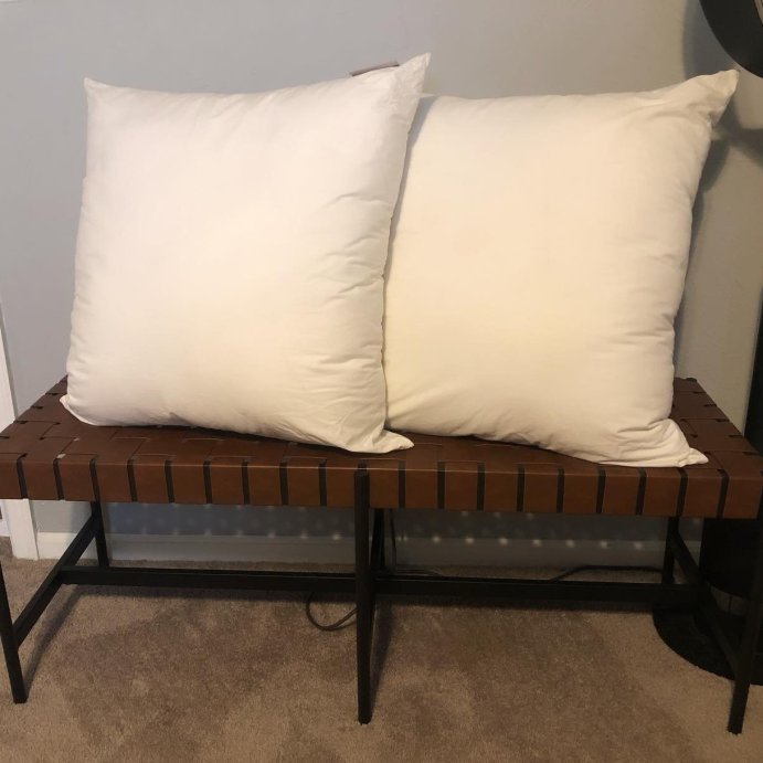user image by @whosthatgirl_k, Woven Faux Leather with Metal Base Bench Brown - Threshold&#8482;: Upholstered Rectangular Ottoman, Indoor Seating