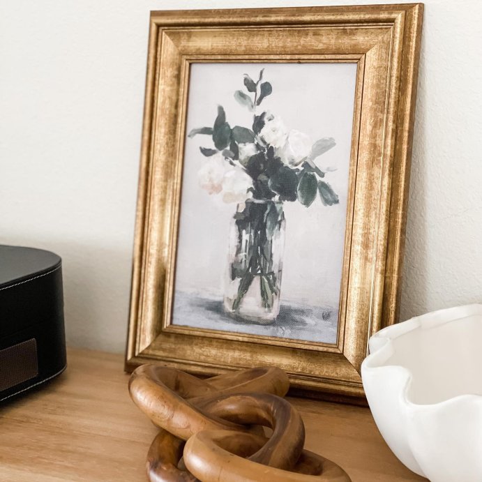 user image by @aly.elledesign, 11&#34; x 14&#34; Floral Arrangement Framed Wall Canvas Gold/White - Threshold&#8482; designed with Studio McGee