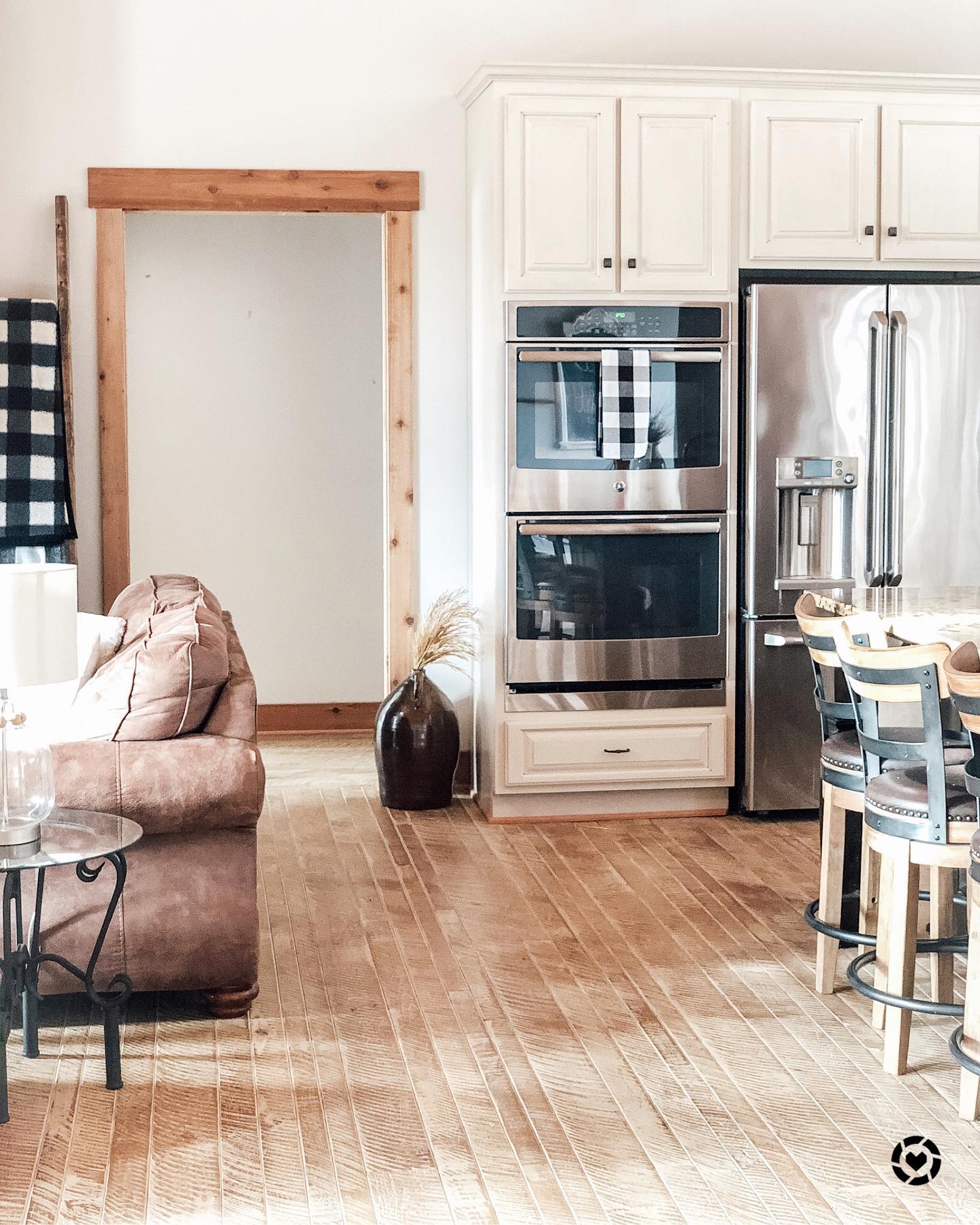 Rustic buffalo plaid kitchen Instagram Post