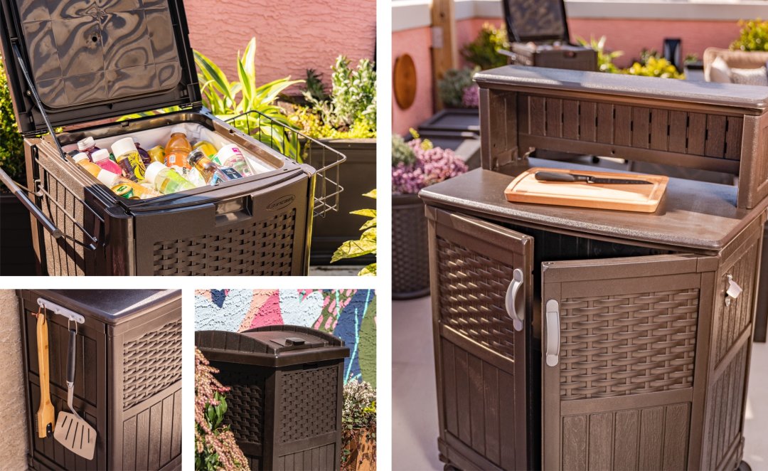 Suncast wicker cooler with hot sale cabinet