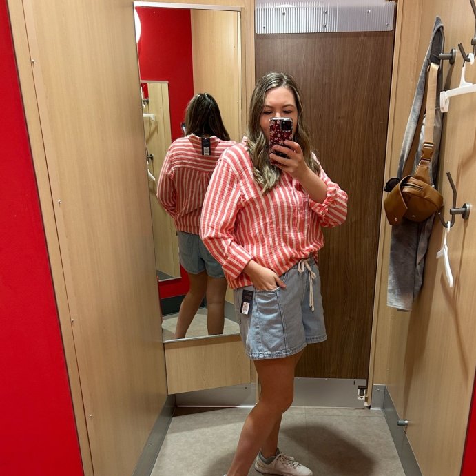 user image by @reviewswithrachel, Women's Gauze Long Sleeve Collared Button-Down Shirt - Universal Thread™