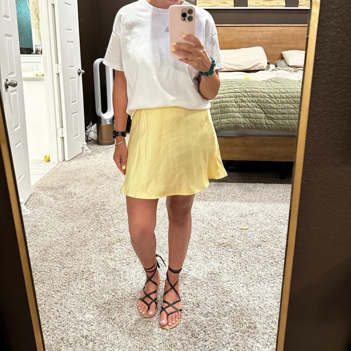 user image by @gabbychicblog, Women's Satin Mini A-Line Skirt - A New Day™