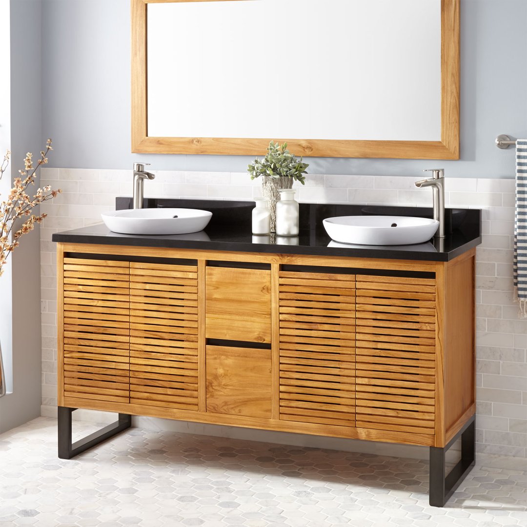 teak vanity bench