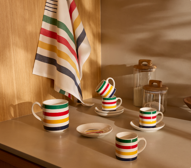 Shop Hudson’s Bay Stripes Tea Towel Set, 2-pk, Hudson’s Bay Stripes Espresso Mug Set with Saucers, 8-pc, Hudson’s Bay Stripes Classic Mug, White and more