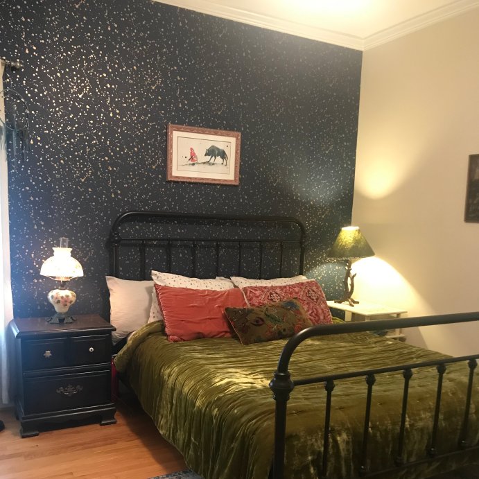 user image by Megan B., Celestial Peel &#38; Stick Wallpaper Navy/Gold - Opalhouse&#8482;: Removable Vinyl, Self-Adhesive, Stain-Resistant, 27.5 Sq Ft Coverage