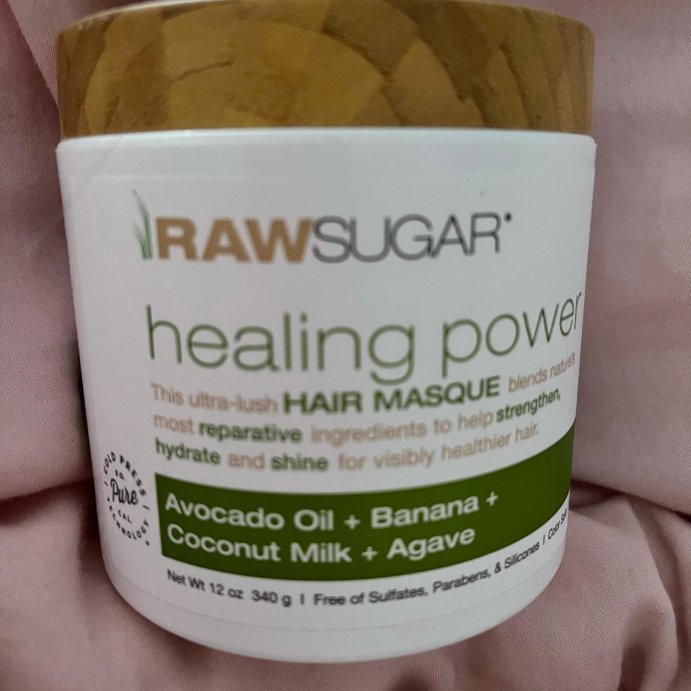 user image by @realityofselfcare, Raw Sugar Healing Power Hair Masque - Avocado Oil + Banana + Coconut Milk + Agave - 12oz