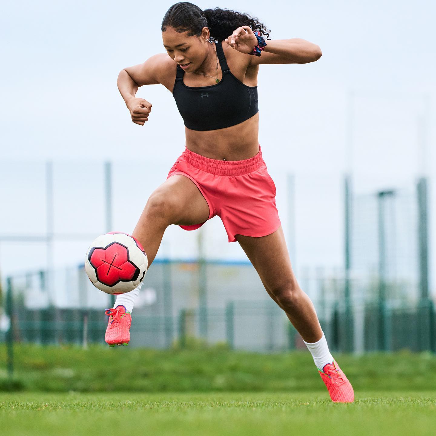 Under Armour HeatGear® Armour High Sports Bra, Mystic Magenta/Black at John  Lewis & Partners