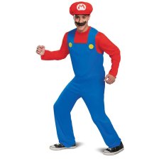 Shop Classic Mario Halloween Costume with Hat and Moustache, Red/Blue, Adult, Assorted Sizes and more