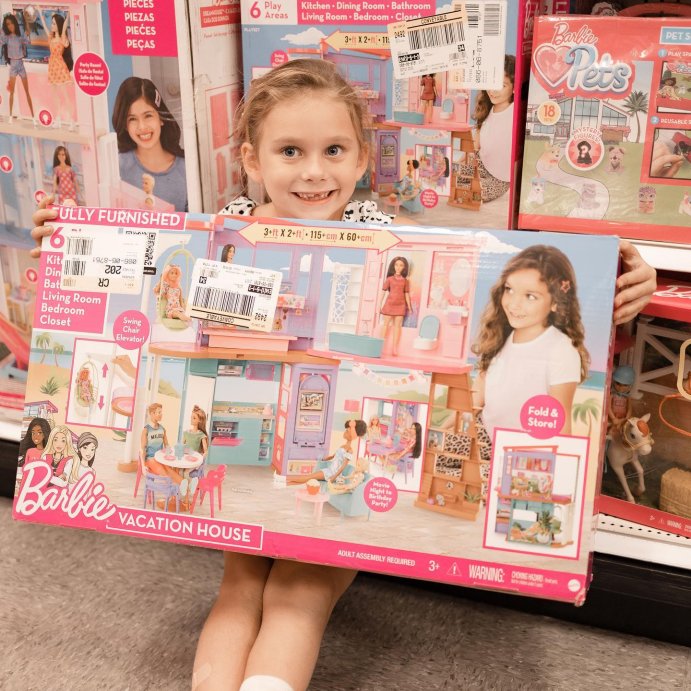 user image by @alexisdelchiaro, Barbie Vacation House 42&#34; Dollhouse Playset with 2 Levels, 6 Rooms, Elevator Swing &#38; 30+ Pieces