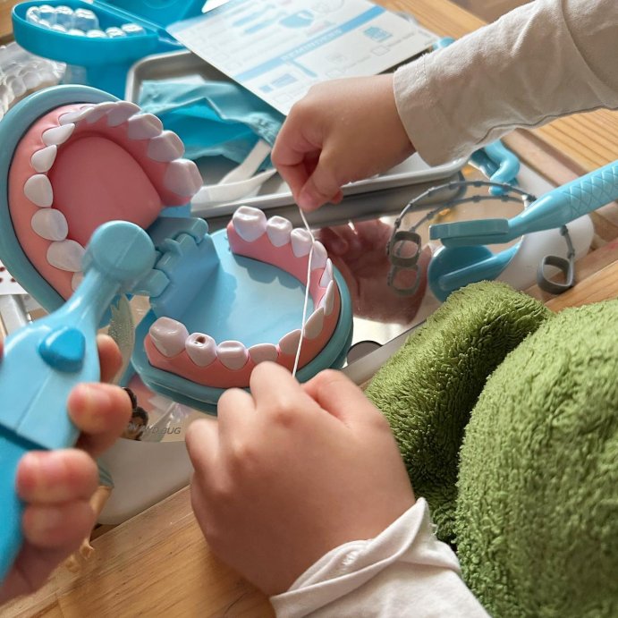 user image by @bless.themess, Melissa &#38; Doug Super Smile Dentist Kit With Pretend Play Set of Teeth And Dental Accessories (25 Toy Pieces)