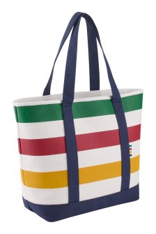 Shop Hudson's Bay Stripes Signature Canvas Tote Bag, Navy, 7.5-in and more