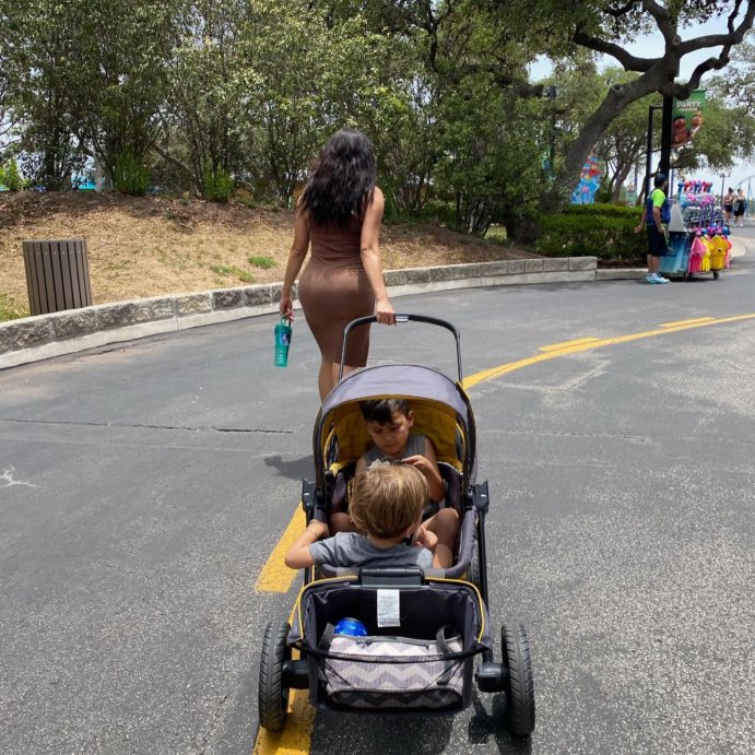 user image by @rosemarycuevas_, Evenflo Pivot Xplore All-Terrain Double Stroller Wagon